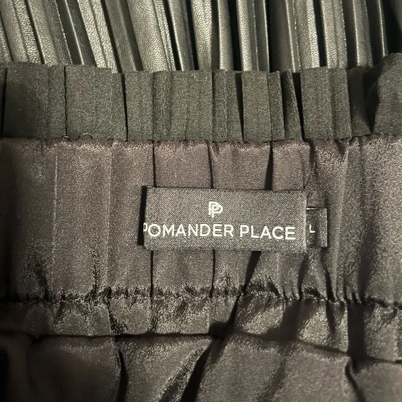 NWOT Tuckernuck Pomander Place Black Pleated Faux Leather Mini Skirt - Picture 3 of 7